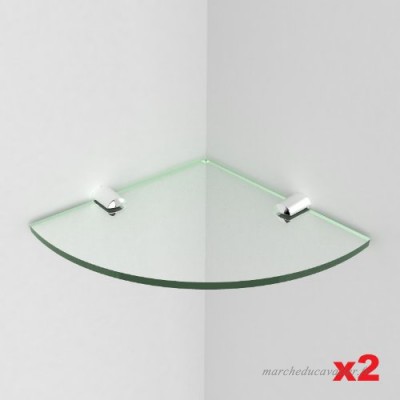 Deux petites étagères d'angle en acrylique de sécurité – 150 mm – Dimensions : Environ 15 2 cm Livré avec fixations chrome - B00BU2H2TO